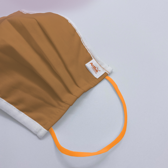 PU30™ Antiviral, Washable & Reusable Face Mask For Adult (Milk Tea Brown with Orange Earloop) (1pcs)