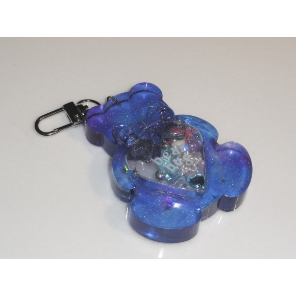 Resin shaker keychain - Blue Bear