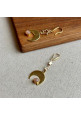 Peach Moonstone Magic Star And Moon Gold-plated Earring 