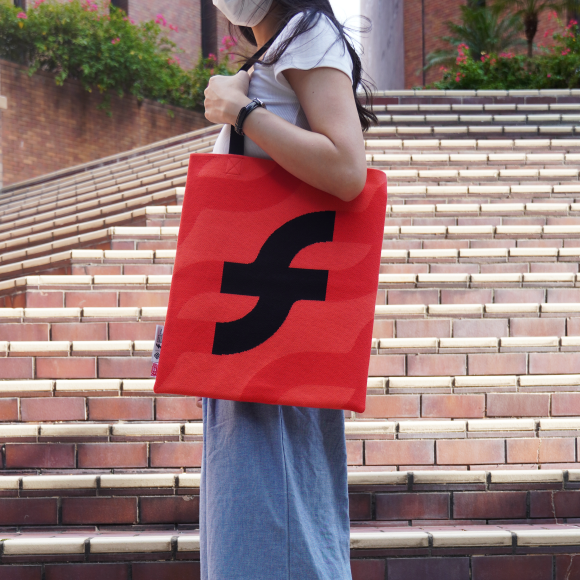 Red SFT Logo Knit Tote Bag