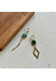 Malachite Gold-plated Earring
