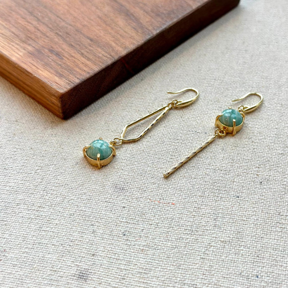 Amazonite Geometric Gold-plated Earring 