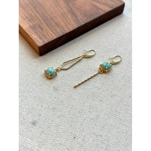 Amazonite Geometric Gold-plated Earring 