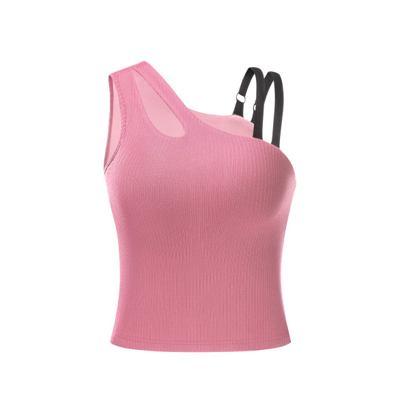 Asymmetric Tank Top (with Inner Pads) (Berry Rose)