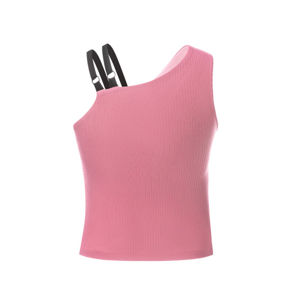 Asymmetric Tank Top (with Inner Pads) (Berry Rose)