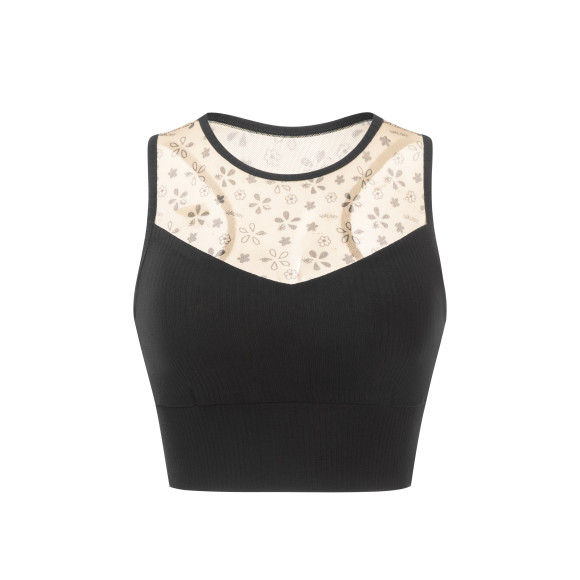 Pencil Sketch Mesh Bra Top (Black)