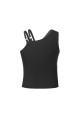 Asymmetric Tank Top (with Inner Pads) (Black)