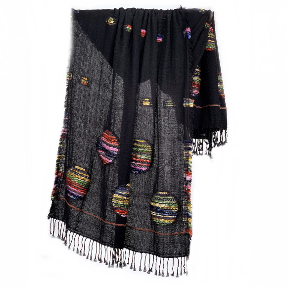 'woollen balls' jacquard scarf 