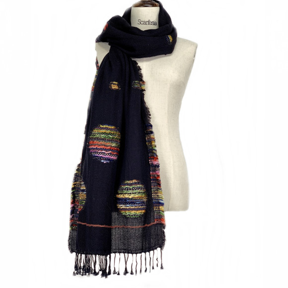 'woollen balls' jacquard scarf 