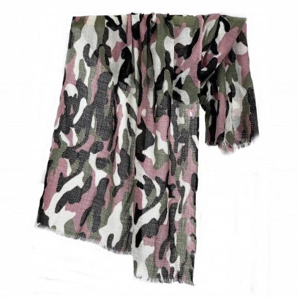 'camoflage' print+emb scarf (Khaki)
