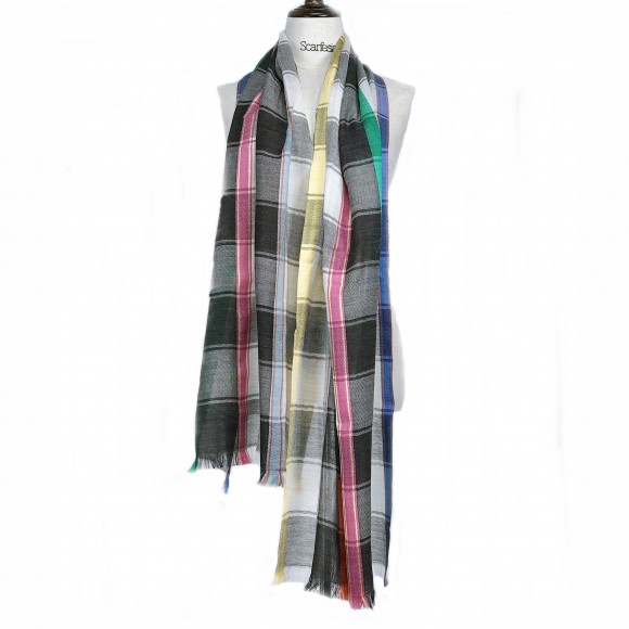 'NOON TUBE' plaid scarf