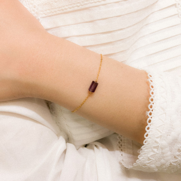 Mini Amethyst Cylinder Bracelet