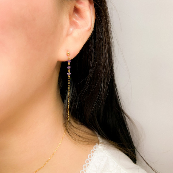 Amethyst Dangle Chain Earrings
