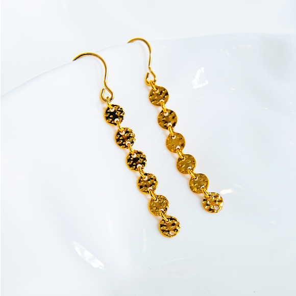 A DAMN AVE Collection: 14K Gold Filled Dotted Long Earrings