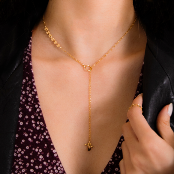 A DAMN AVE Collection: 14K Gold Filled Side Dotted  Necklace - DAY Version