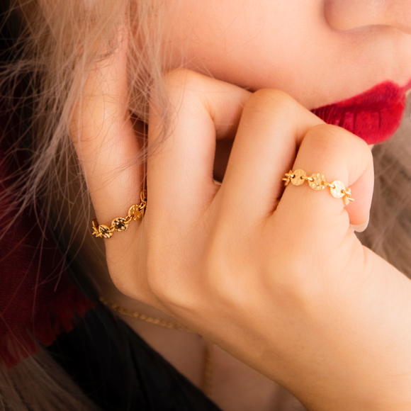 A DAMN AVE Collection: 14K Gold Filled Dotted Chain Ring