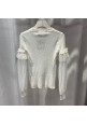 Knit mesh sleeves top (White)