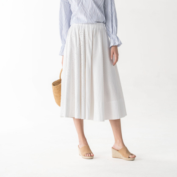 Cotton Eyelet Circular Skirt