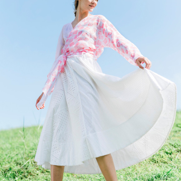 Cotton Eyelet Circular Skirt