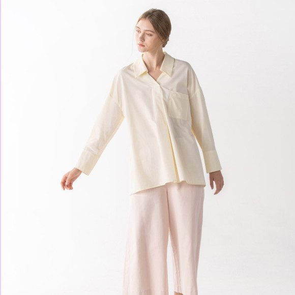 Japanese Plant-dyed Tencel Cotton Pleated Shirt