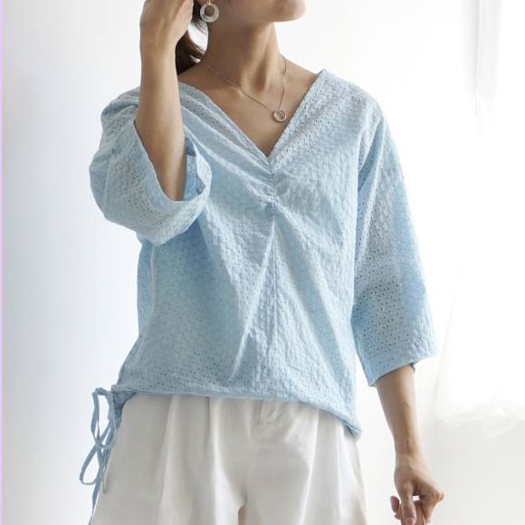 Japanese Cotton Eyelet Blouse 