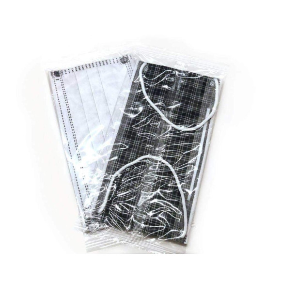 TJW Disposable Face Mask - Black Tartan + Black Tartan ($210/2packs)