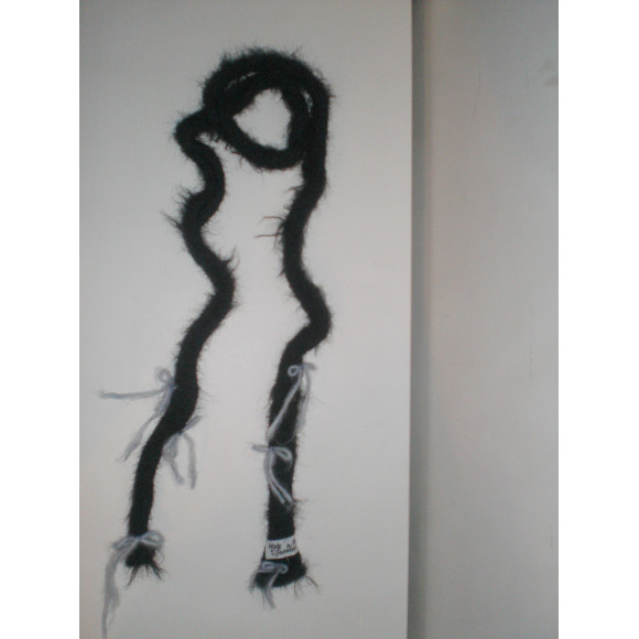 Hand Knitted Ribbon Scarf (Black)
