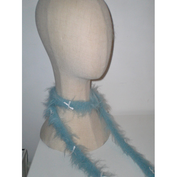 Hand Knitted Ribbon Scarf (Blue)