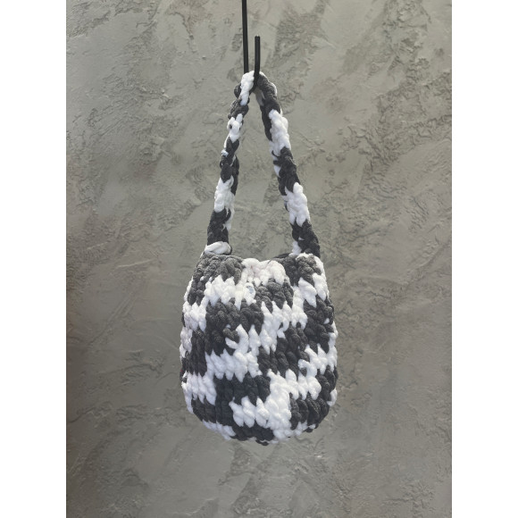 Colour blend baby yarn bucket bag (Grey)