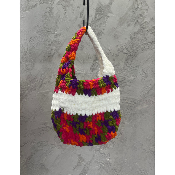 Colour blend baby yarn bucket bag (Rainbow)