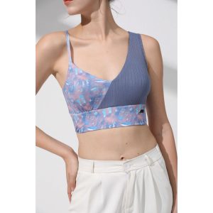 Asymmetric Marine Print Bra Top