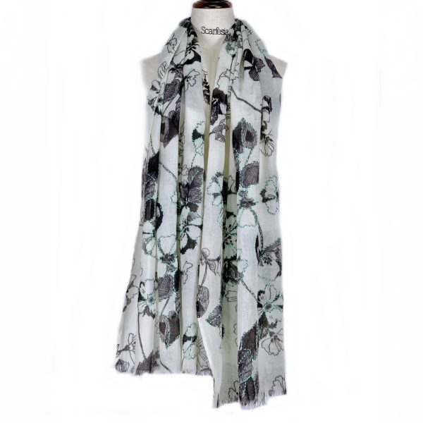 'mono garden' print+emb scarf - Image 2