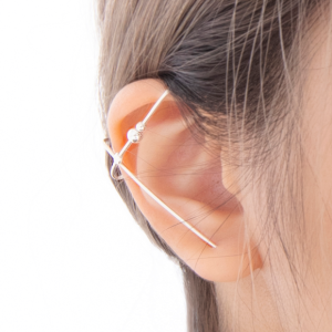 Silver Morse Code Single Ear Cuff