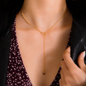 A DAMN AVE Collection: 14K Gold Filled Side Dotted Necklace - DAY Version