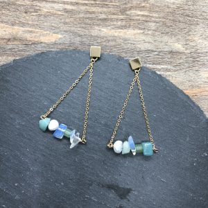 Stones And Triangle Dangling Earrings