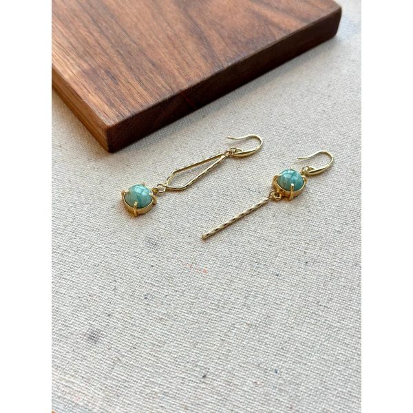 Amazonite Geometric Gold-plated Earring - Image 3