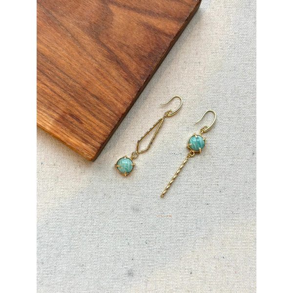 Amazonite Geometric Gold-plated Earring - Image 2
