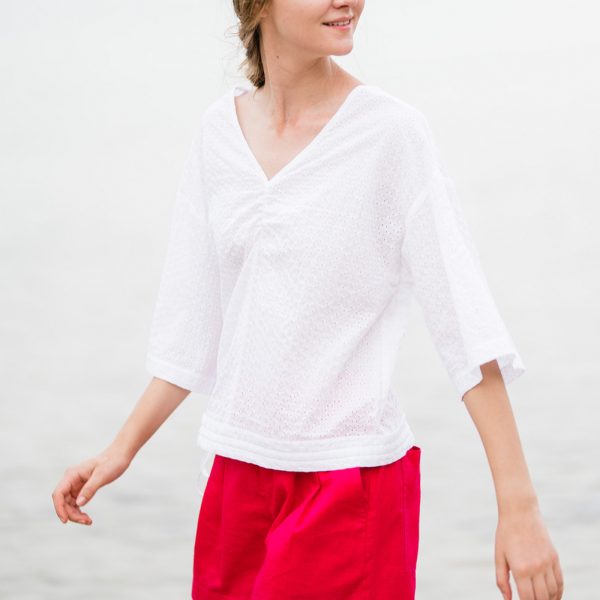 Japanese Cotton Eyelet Blouse - Image 4