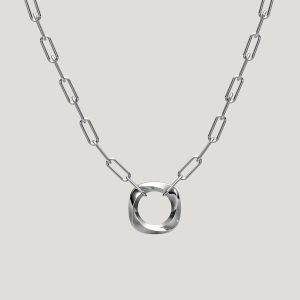 Squircle Pendant With Paperclip Chain