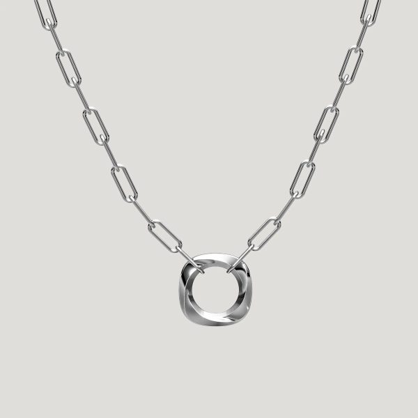 Squircle Pendant With Paperclip Chain