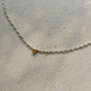 Citrine Heart  Mariner Link Chain  Sterling Silver Necklace
