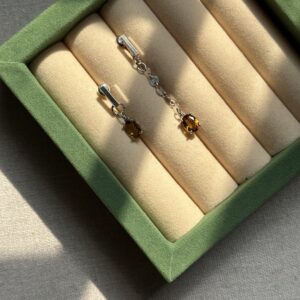 Citrine Asymmetric Sterling Silver Earring