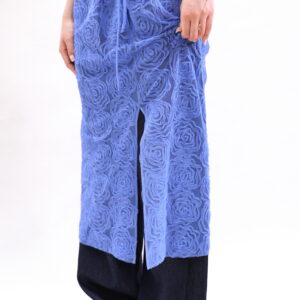 Rose-shaped mesh midi skirt