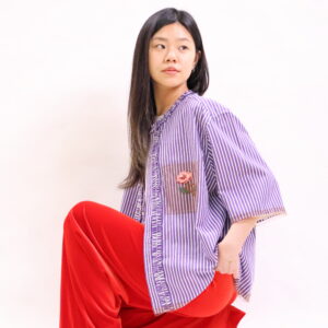 Striped short sleeve shirt (upcycle)