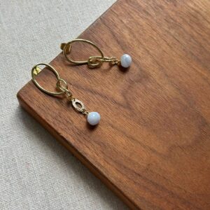Blue Lace Agate Knots Gold-plated Ear Stud