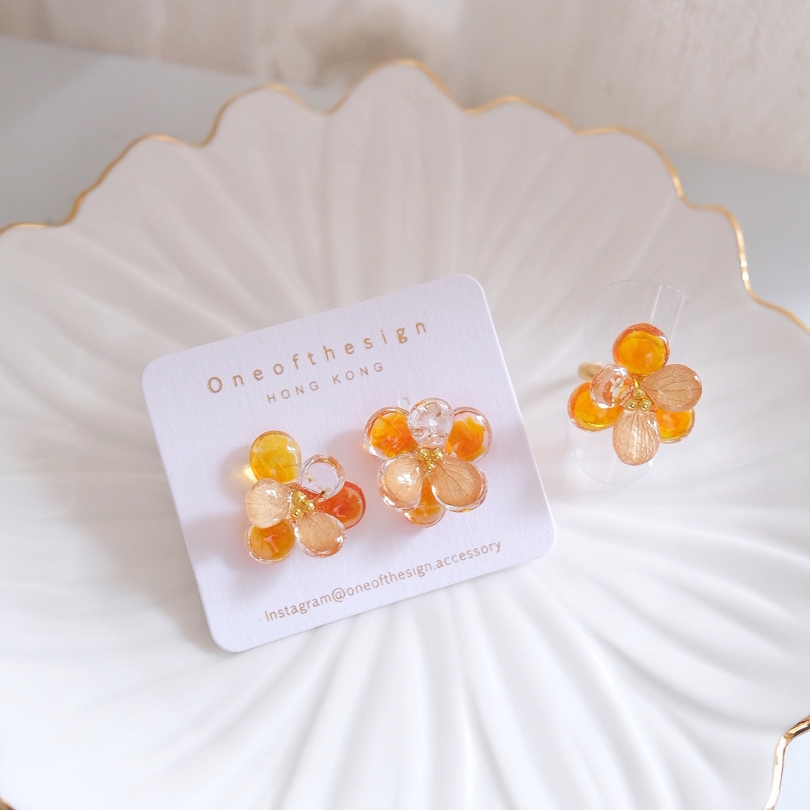 3D Petal Preserved Flower Earrings | Ring