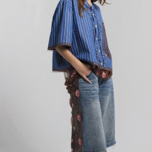 Striped short sleeve shirt (upcycle)